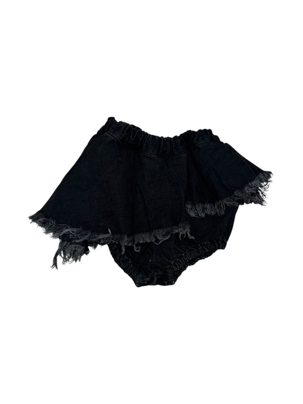MOTORETA Black Fringed Denim Kids Skort - size 12m *flex sizing up to 3T